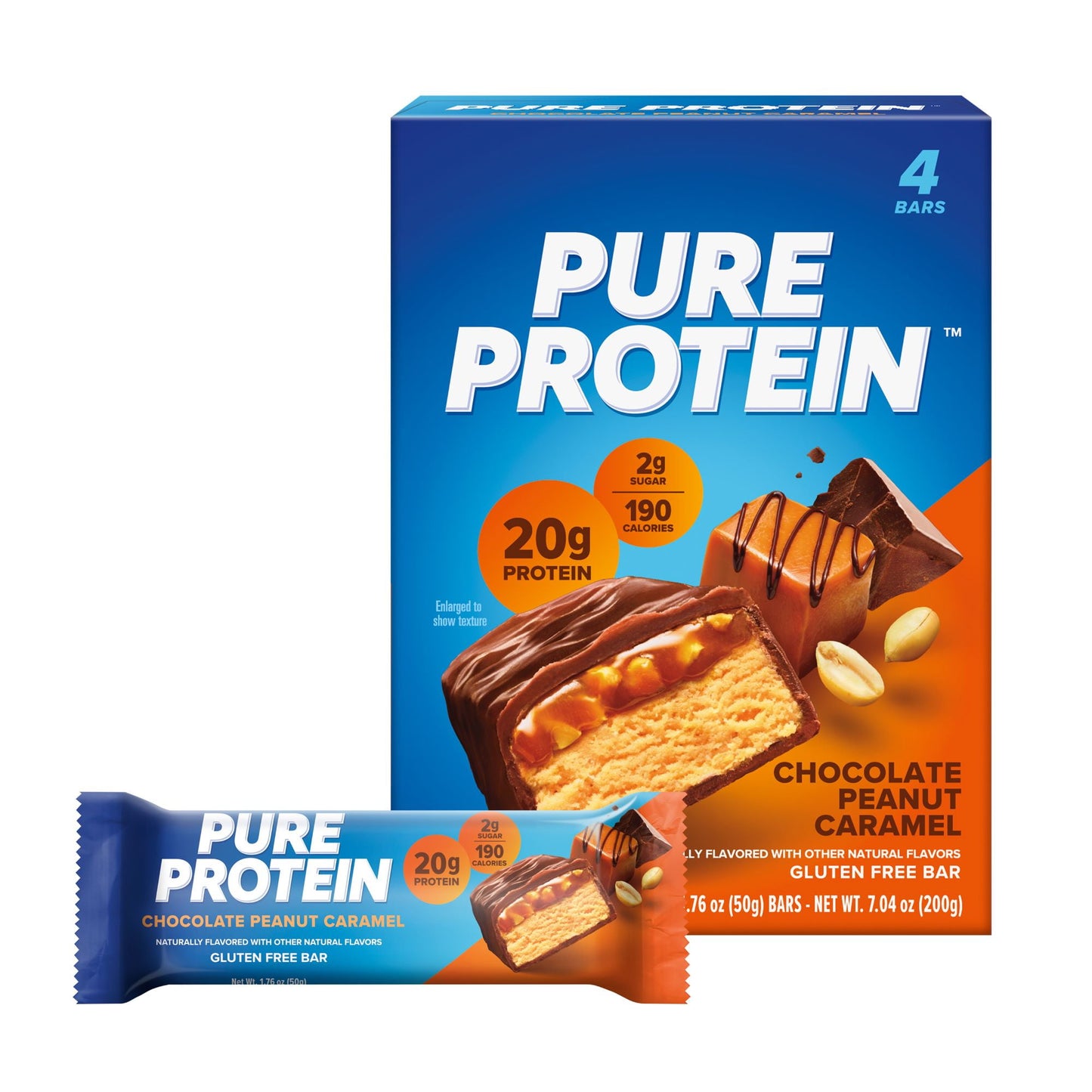 Bars, Chocolate Peanut Caramel, 20G Protein, Gluten Free, 1.76 Oz, 4 Ct