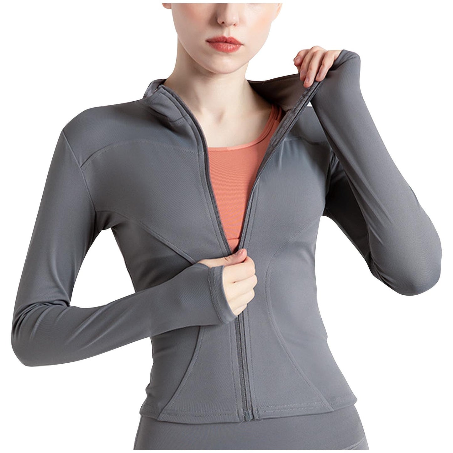 Gym Jacket for Women,High Elastic Quick-Drying Breathable Sports Jacket Casual Stand Collar Slim Yoga Top