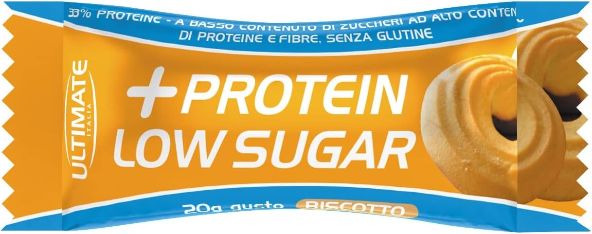 - Barretta Low Sugar Proteica Al 33% - Gusto Biscotto - 7X20G - Senza Zuccheri, Poche Calorie, Senza Glutine