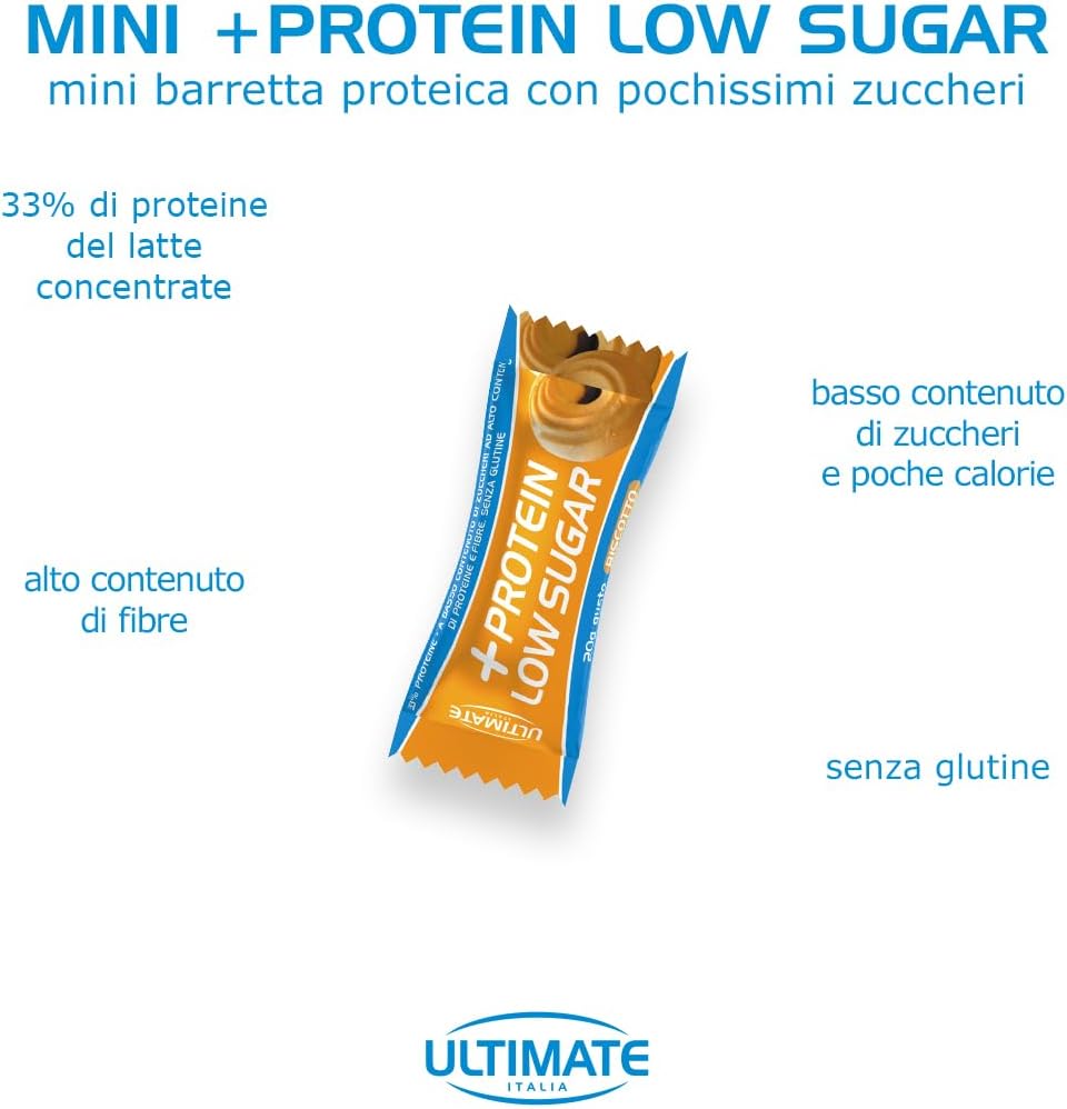 - Barretta Low Sugar Proteica Al 33% - Gusto Biscotto - 7X20G - Senza Zuccheri, Poche Calorie, Senza Glutine