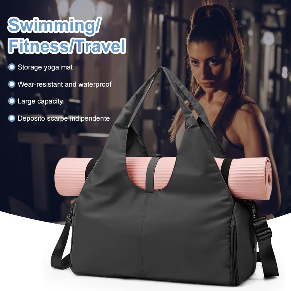 Borsone Palestra, Borsone Da Viaggio, Borsa Da Palestra per Yoga Pilates, Borsone Palestra Sportiva Impermeabile, Con Scomparto Scarpe, Grande Capacità Borsa Da Viaggio per Sport/Viaggi