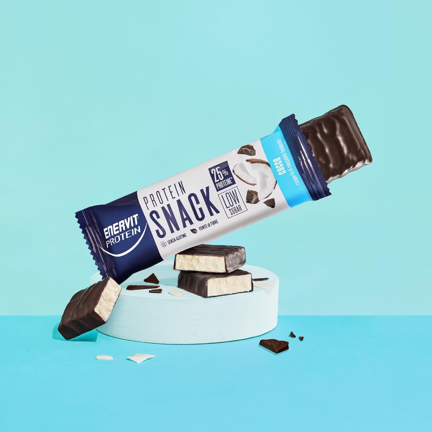 , Protein Snack Al Cocco E Cioccolato Fondente, Low Sugar, Cuore Morbido Al Cocco, Barrette Proteiche, per Il Controllo Del Peso, Ricche in Fibre, Senza Glutine, 8 Barrette Da 27G