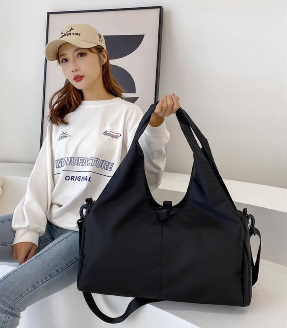 Borsone Palestra, Borsone Da Viaggio, Borsa Da Palestra per Yoga Pilates, Borsone Palestra Sportiva Impermeabile, Con Scomparto Scarpe, Grande Capacità Borsa Da Viaggio per Sport/Viaggi