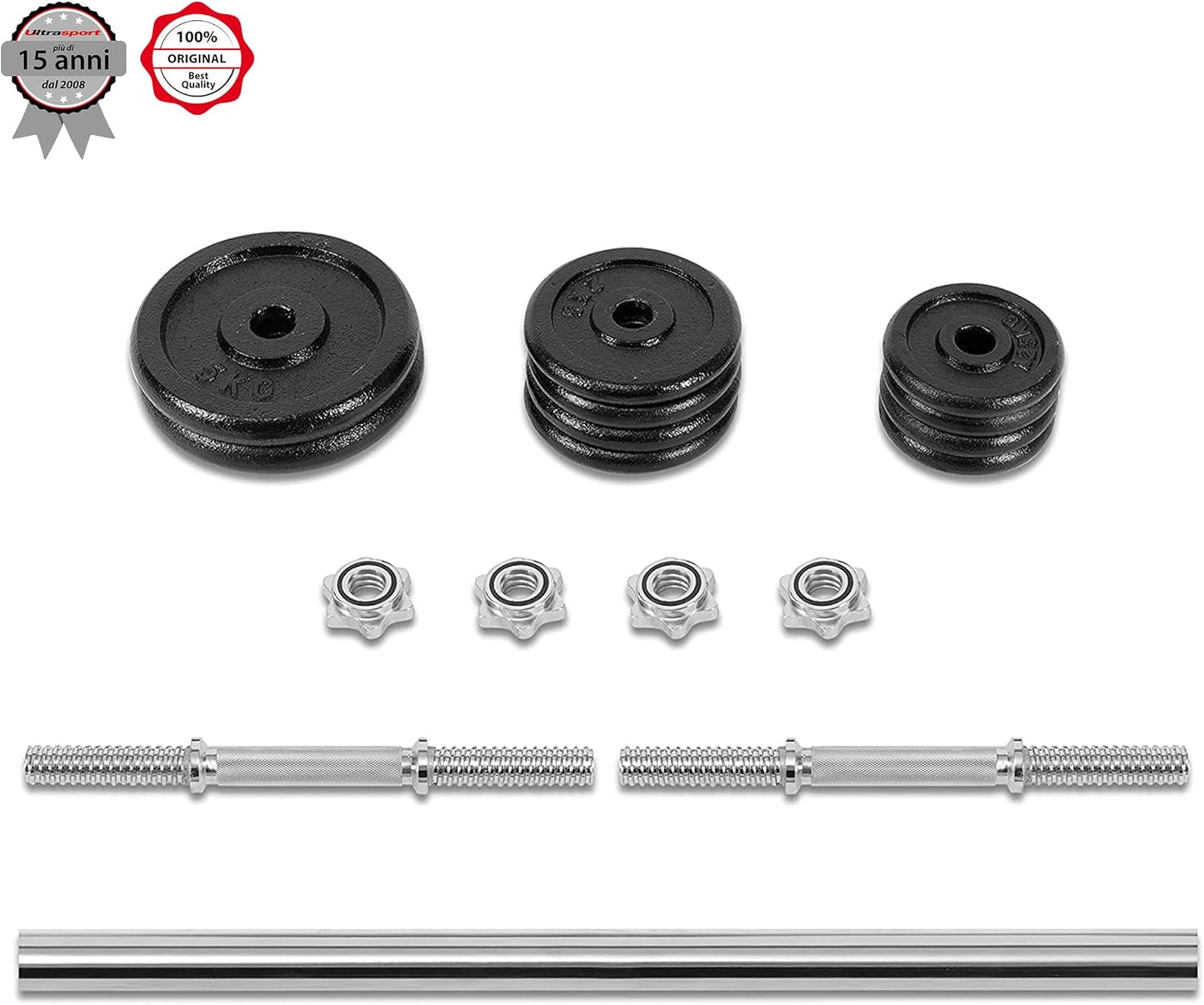 Jset Di Piastre, 4 Pesi per Manubri in Un Set, 15 Kg O 25 Kg, per Manubri E Bilancieri, Con Maniglie per Allenamento Libero, Set Completo in Metallo Da 30 KG