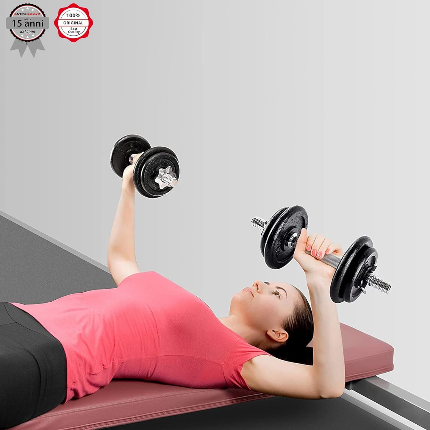 Jset Di Piastre, 4 Pesi per Manubri in Un Set, 15 Kg O 25 Kg, per Manubri E Bilancieri, Con Maniglie per Allenamento Libero, Set Completo in Metallo Da 30 KG