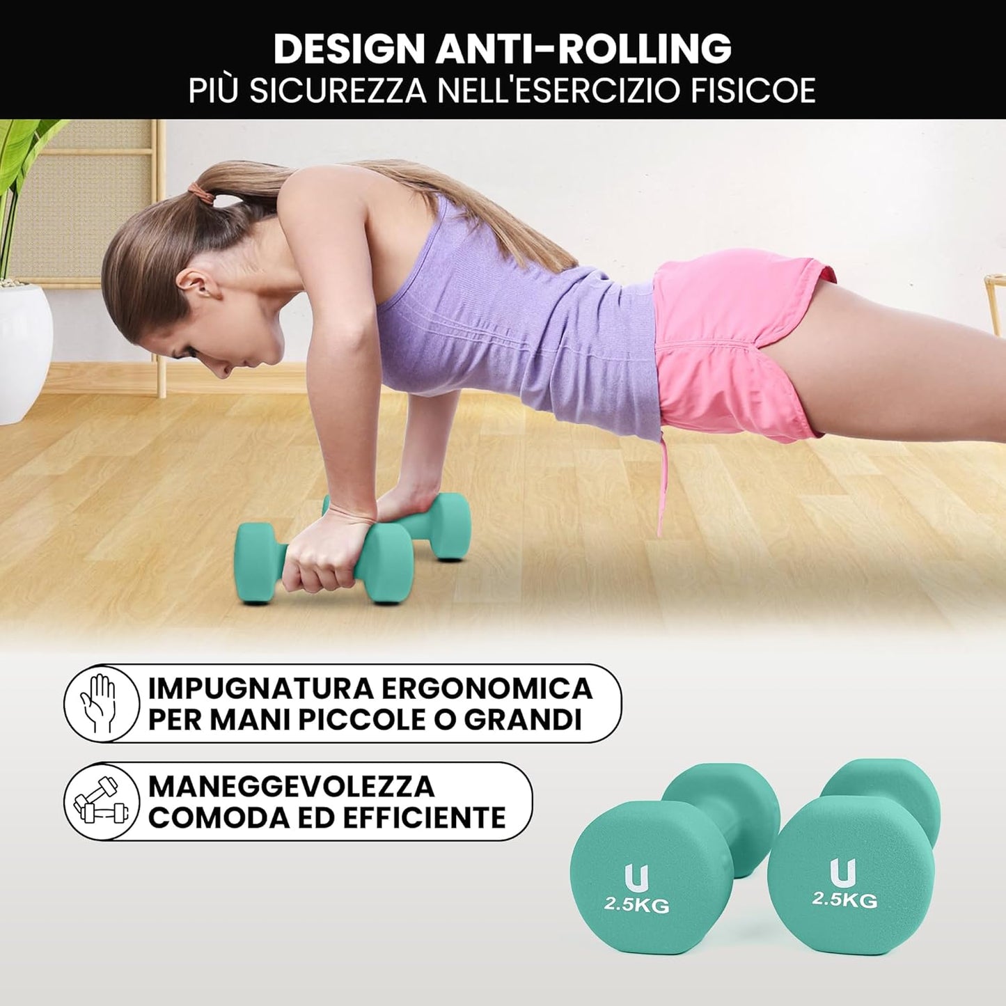 - Coppia Di Manubri【Ghisa/Neoprene】Esagonale Da 1-10 Kg, Set Di Pesi Antiscivolo per Uomini/Donne, Palestra in Casa, Fitness, Allenamento Della Forza, Include E-Book Con 30 Esercizi