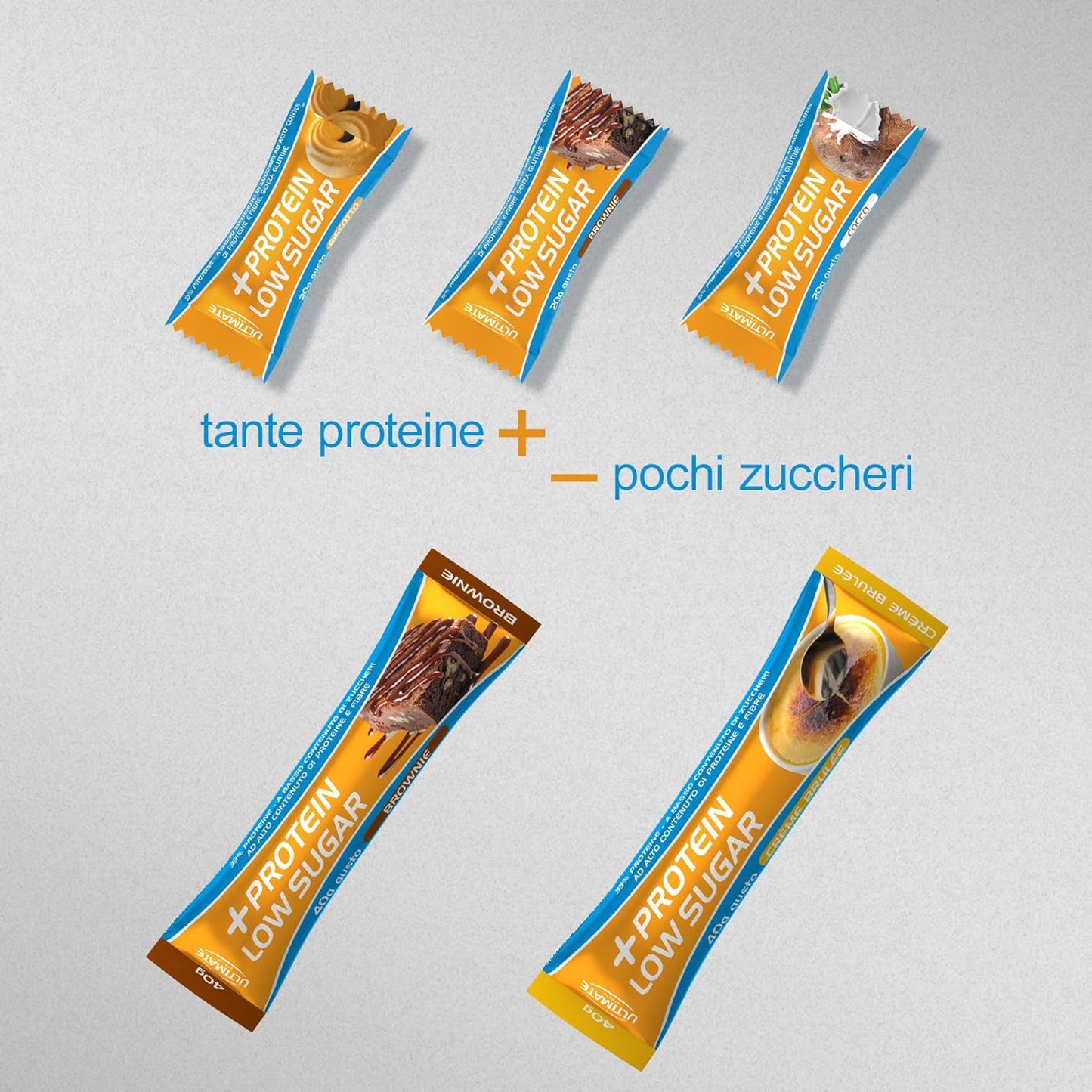 - Barretta Low Sugar Proteica Al 33% - Gusto Biscotto - 7X20G - Senza Zuccheri, Poche Calorie, Senza Glutine
