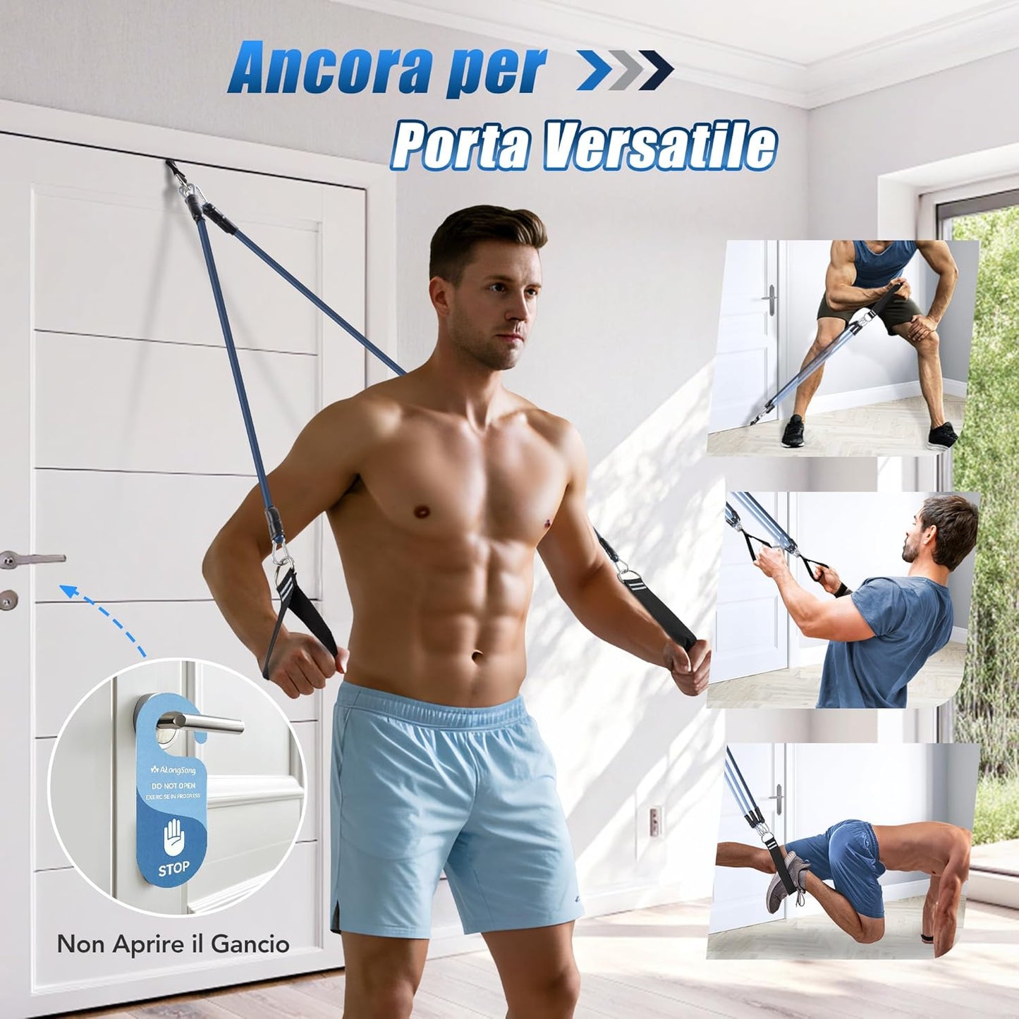 Barra per Pilates, Barra Di Elastici Fitness Con 4/6 Elastico in Lattice Naturale 50-360 O 30-240 O 30-140 O 20-180Lbs E Video Di Esercizi, Adatto All’Allenamento in Famiglia