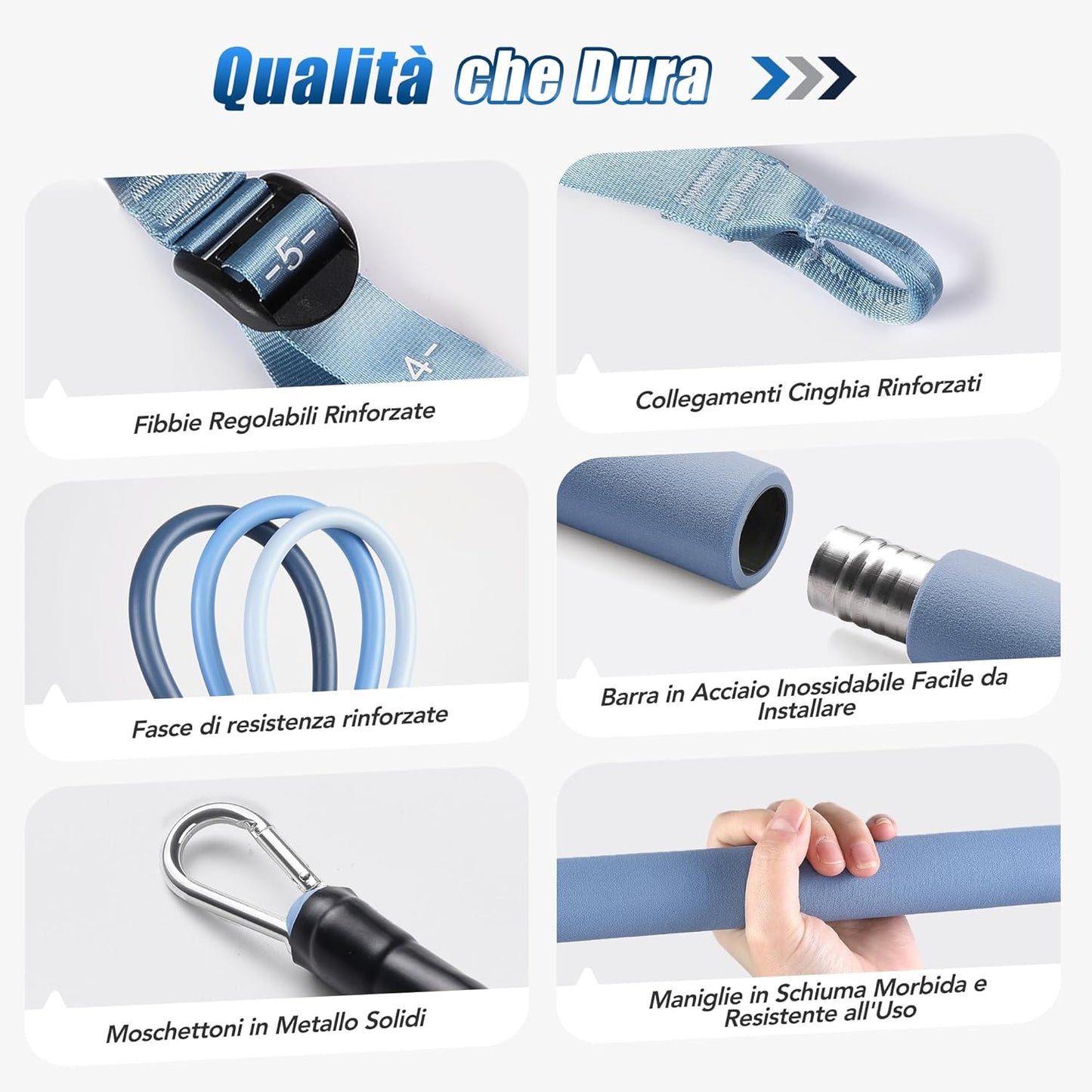Barra per Pilates, Barra Di Elastici Fitness Con 4/6 Elastico in Lattice Naturale 50-360 O 30-240 O 30-140 O 20-180Lbs E Video Di Esercizi, Adatto All’Allenamento in Famiglia