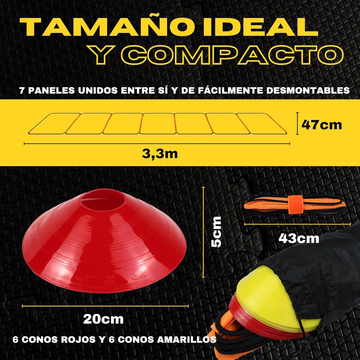 Kit Avanzato Di Allenamento Di Calcio: Scala Di Allenamento Pieghevole E Regolabile + Coni Di Allenamento + Borsa per Riporre Il Calcio.