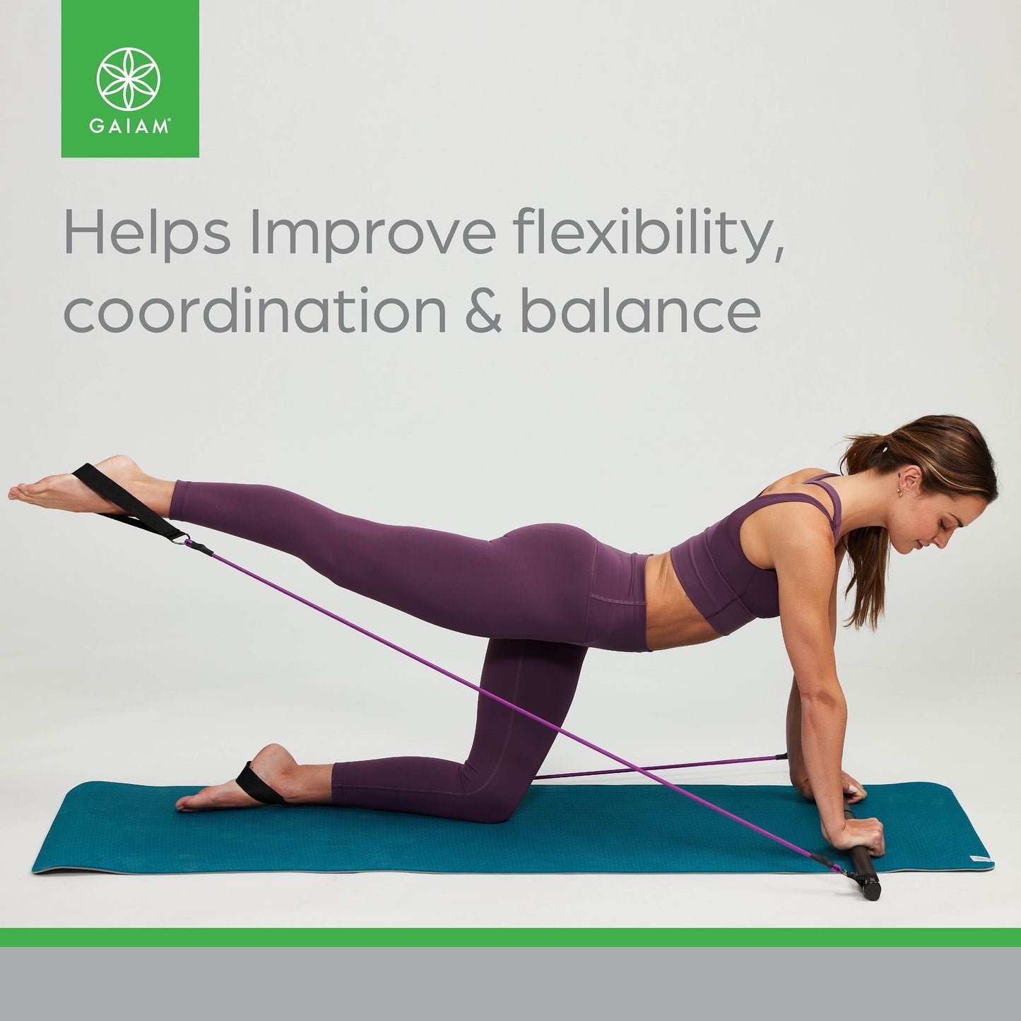 Pilates Bar Kit, 1 Bar with 2 Resistance Cords, Exercise & Fitness Accessories, 1 Set