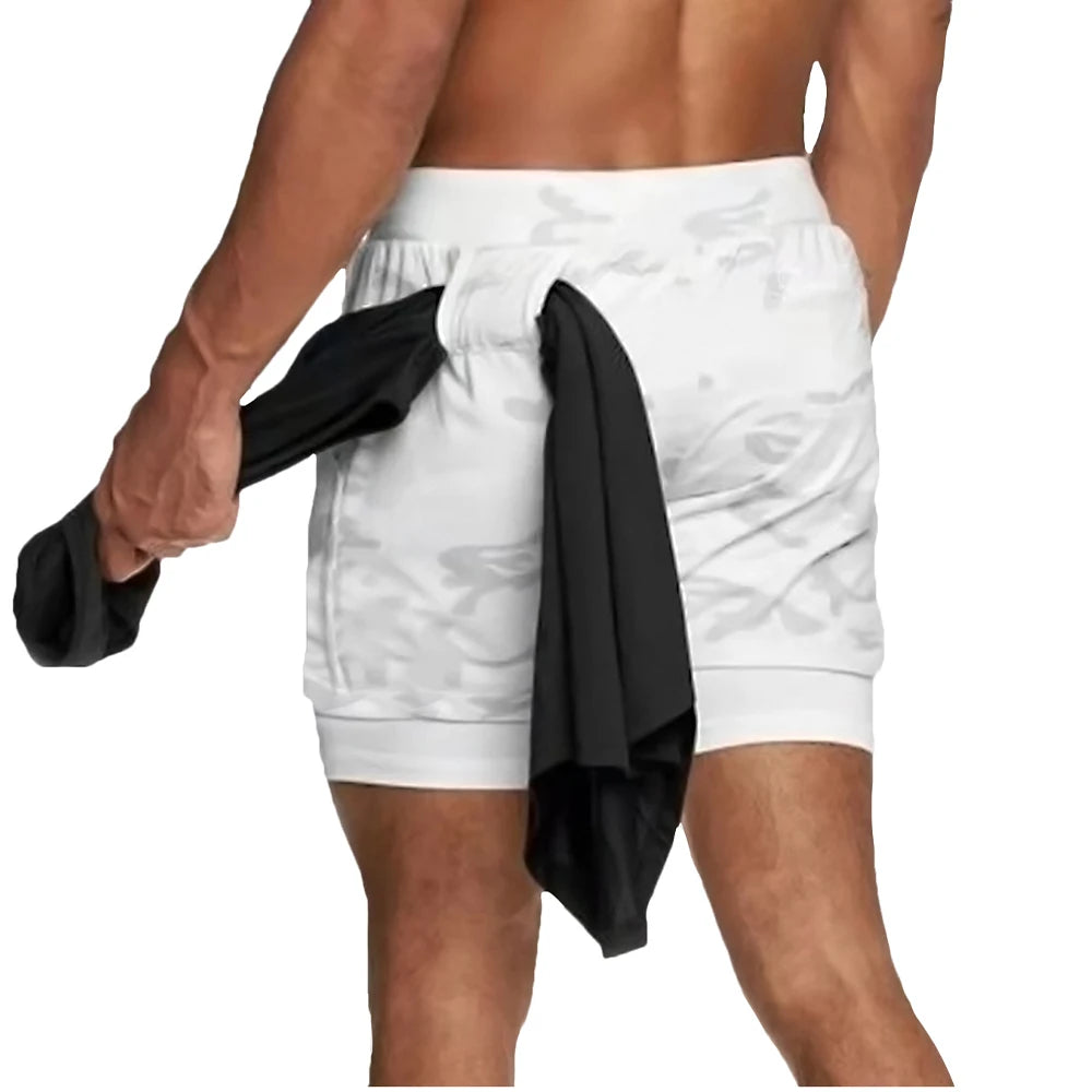 Camo Running Shorts Men Gym Sports Shorts 2 in 1 Quick Dry Workout Training Gym Fitness Jogging Short Pants Summer Men Shorts