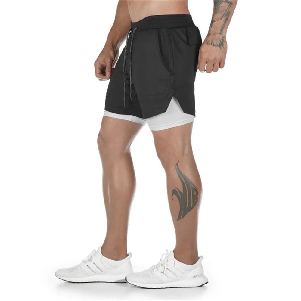 Camo Running Shorts Men Gym Sports Shorts 2 in 1 Quick Dry Workout Training Gym Fitness Jogging Short Pants Summer Men Shorts