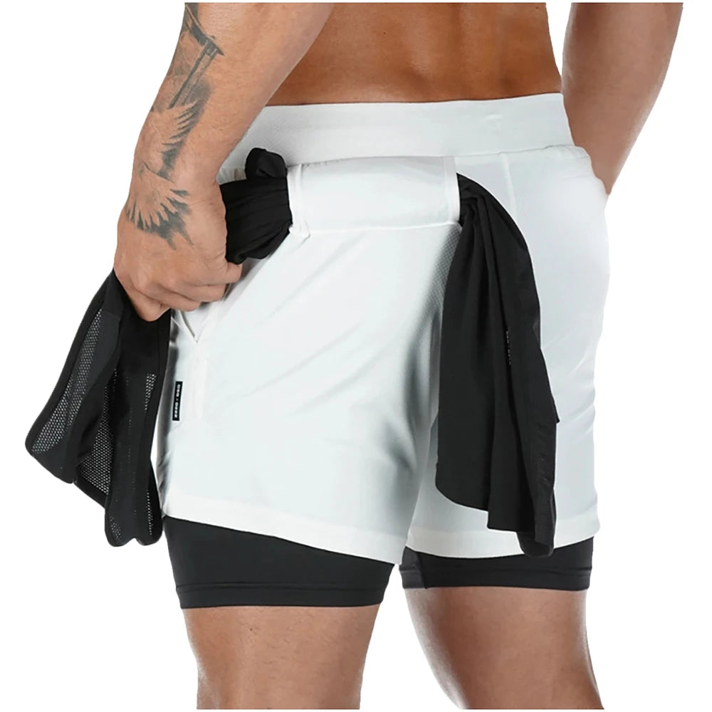 Camo Running Shorts Men Gym Sports Shorts 2 in 1 Quick Dry Workout Training Gym Fitness Jogging Short Pants Summer Men Shorts
