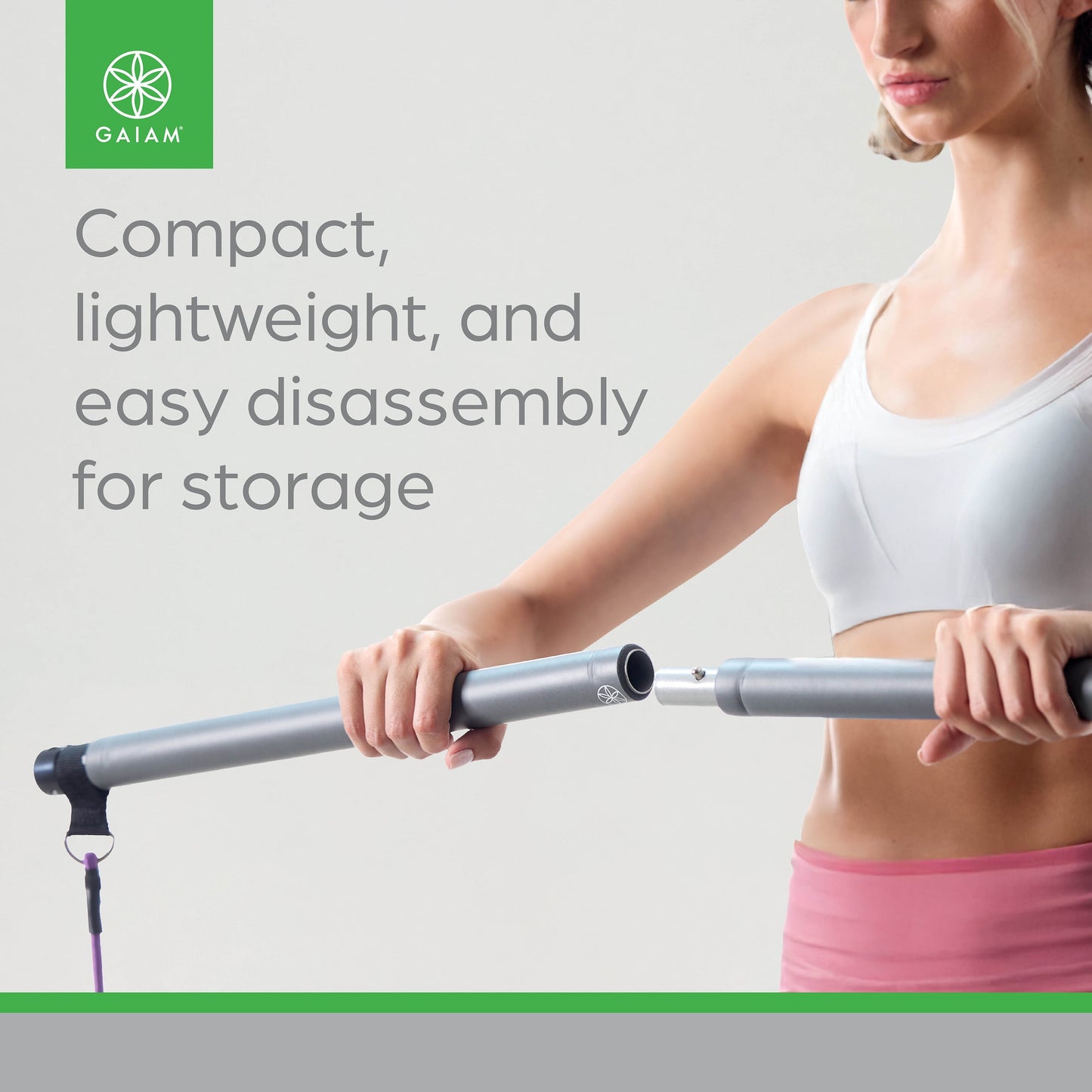 Pilates Bar Kit, 1 Bar with 2 Resistance Cords, Exercise & Fitness Accessories, 1 Set