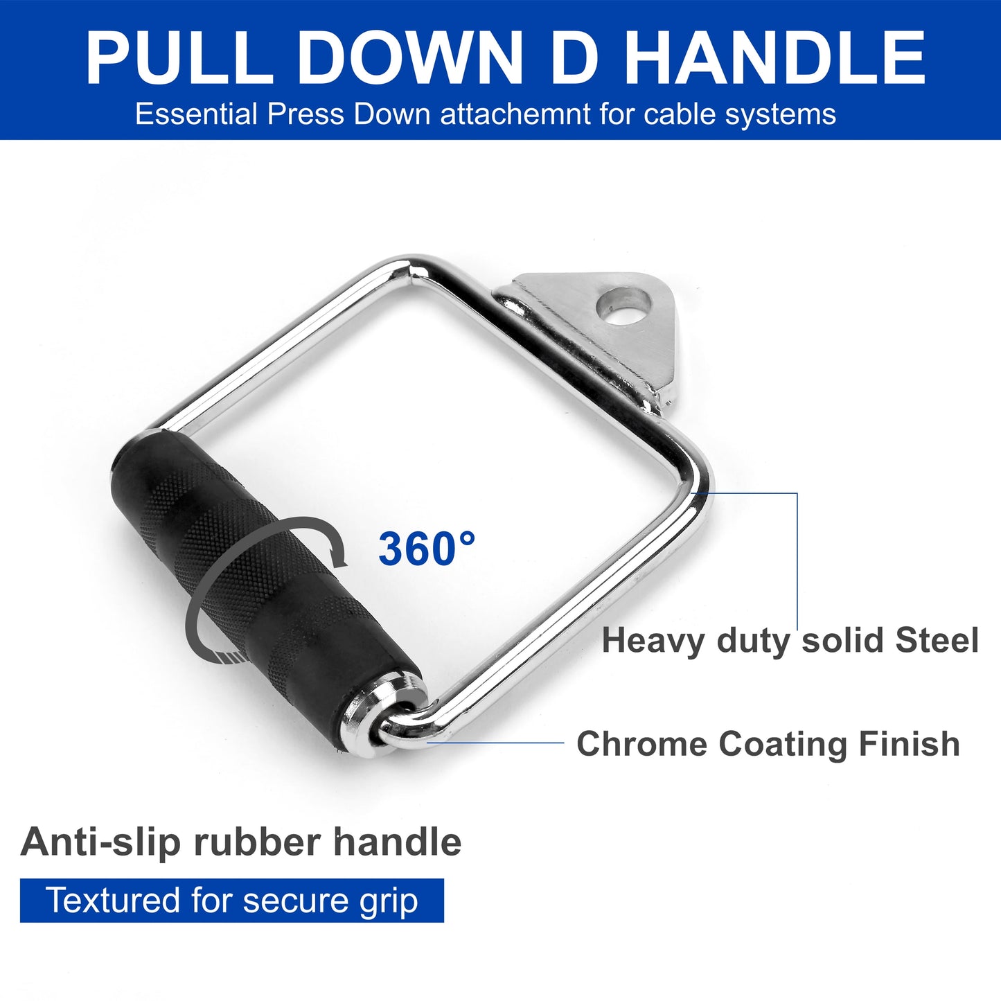 Triceps Pull down Cable Exercise Attachment Weight Machine Accessories Press down Bar, D Handle Set of 2