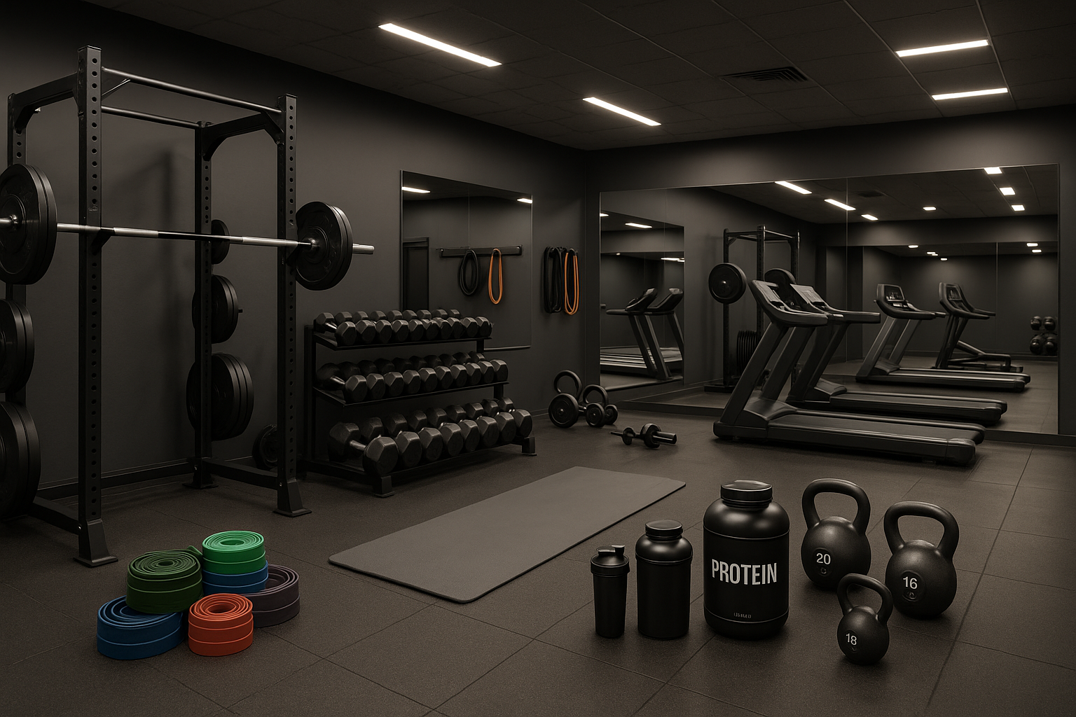 Palestra completa con attrezzature fitness