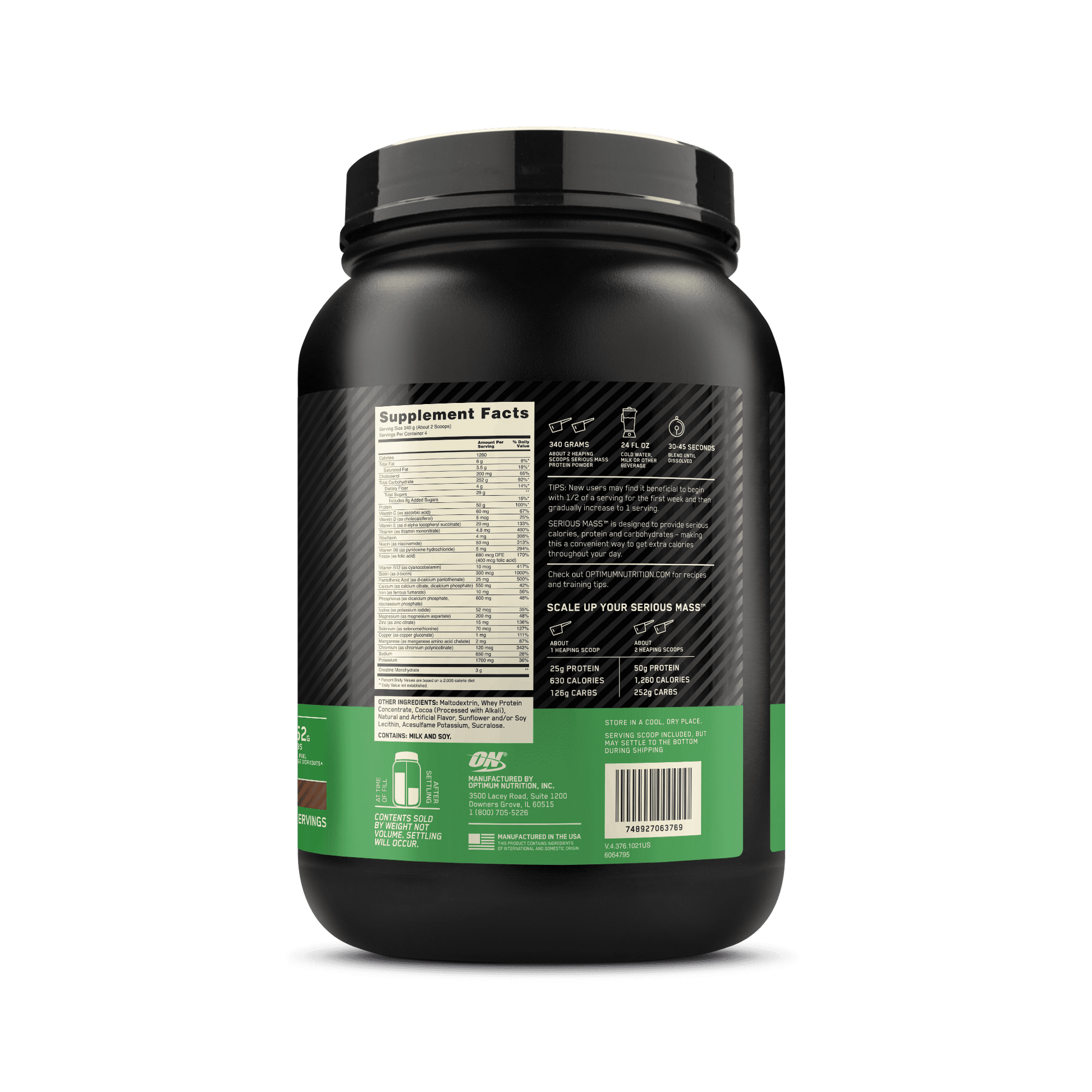 Serious Mass, Chocolate, Weight Gainer Protein Powder, Mass Gainer, 3 Lb