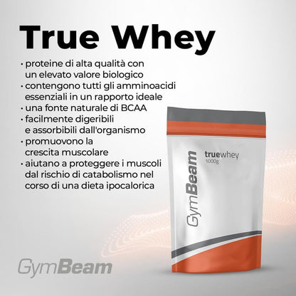 Proteine in Polvere True Whey, Concentrato Di Proteine Del Siero Del Latte (WPC), Proteine Whey Di Alta Qualità, BCAA, Favoriscono La Crescita Muscolare (Strawberry, 1000 G)