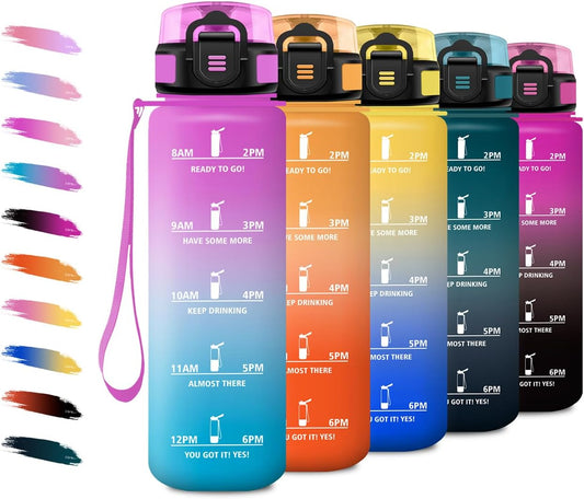 Borraccia 500Ml, Borraccia Con Filtro Senza Perdite, Bottiglia Acqua Sportiva Con Indicatore Del Tempo, Facile Pulizia, Bottiglia Motivazionale per Scuole, Campeggio, Viaggio, Corsa, Ufficio, Gym