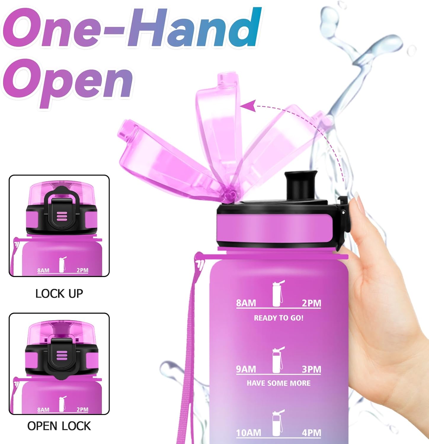 Borraccia 500Ml, Borraccia Con Filtro Senza Perdite, Bottiglia Acqua Sportiva Con Indicatore Del Tempo, Facile Pulizia, Bottiglia Motivazionale per Scuole, Campeggio, Viaggio, Corsa, Ufficio, Gym