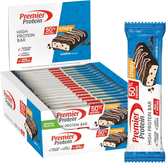 High Protein Bar Crispy Cookie 16X40G - Barretta Ad Alto Contenuto Proteico E a Basso Contenuto Di Zuccheri + Senza Olio Di Palma