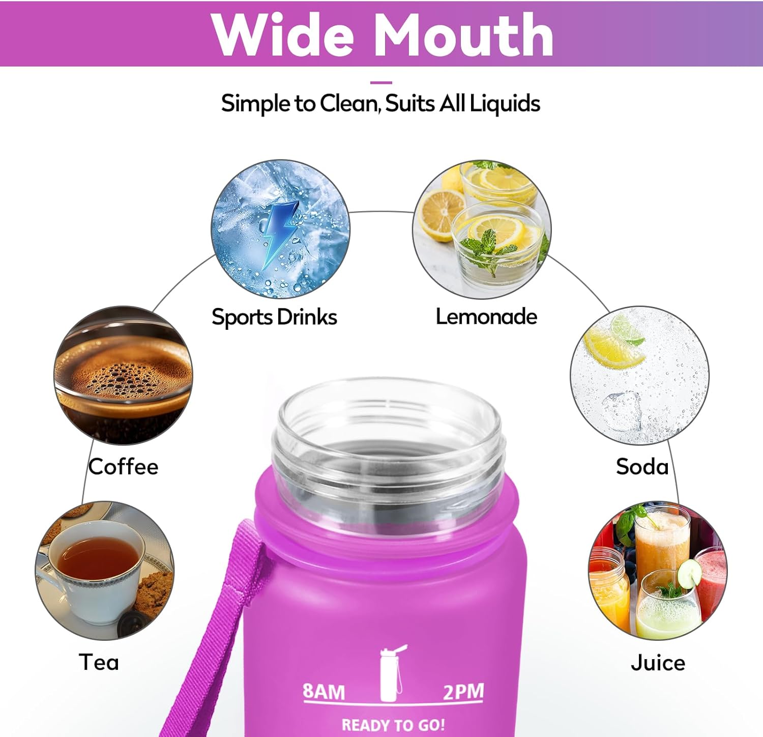 Borraccia 500Ml, Borraccia Con Filtro Senza Perdite, Bottiglia Acqua Sportiva Con Indicatore Del Tempo, Facile Pulizia, Bottiglia Motivazionale per Scuole, Campeggio, Viaggio, Corsa, Ufficio, Gym