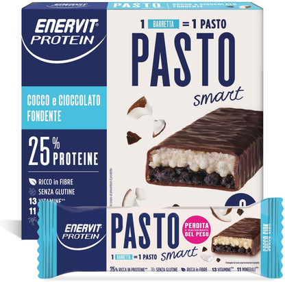 Protein Pasto Smart Cocco Ciok, Barretta Proteica Sostitutiva Del Pasto, Gusto Cocco E Cioccolato Fondente, per Il Controllo Del Peso, 1 Barretta=1 Pasto, Senza Glutine, 6 Barrette Da 55G