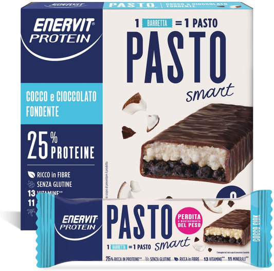 Protein Pasto Smart Cocco Ciok, Barretta Proteica Sostitutiva Del Pasto, Gusto Cocco E Cioccolato Fondente, per Il Controllo Del Peso, 1 Barretta=1 Pasto, Senza Glutine, 6 Barrette Da 55G