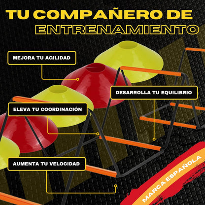 Kit Avanzato Di Allenamento Di Calcio: Scala Di Allenamento Pieghevole E Regolabile + Coni Di Allenamento + Borsa per Riporre Il Calcio.