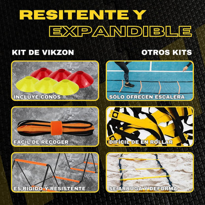 Kit Avanzato Di Allenamento Di Calcio: Scala Di Allenamento Pieghevole E Regolabile + Coni Di Allenamento + Borsa per Riporre Il Calcio.