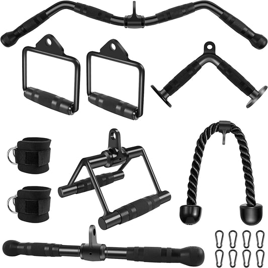 LAT Pulldown Bar Attachments, Cable Machine Accessories for Home Gym, Triceps Rope Pull down Equipment Weight Fitness & Power Exercise Set for Arm Strength Workout