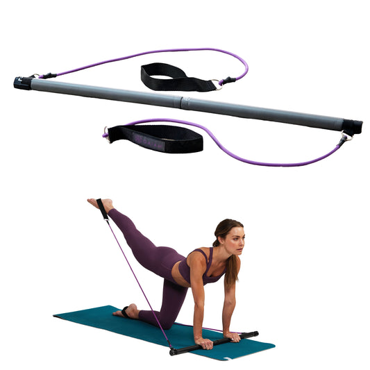 Pilates Bar Kit, 1 Bar with 2 Resistance Cords, Exercise & Fitness Accessories, 1 Set