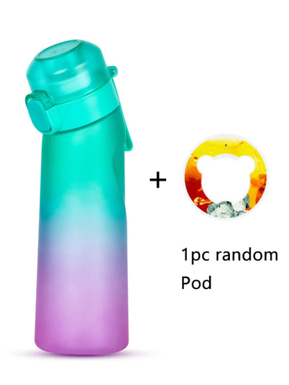 1Pc 650Ml Flavored Water Bottle with Random 1 Flavour Pods Air Water Bottle Frosted Black Air Camping Sport Fitness Cup