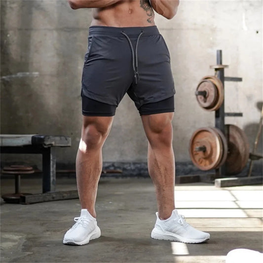 Camo Running Shorts Men Gym Sports Shorts 2 in 1 Quick Dry Workout Training Gym Fitness Jogging Short Pants Summer Men Shorts
