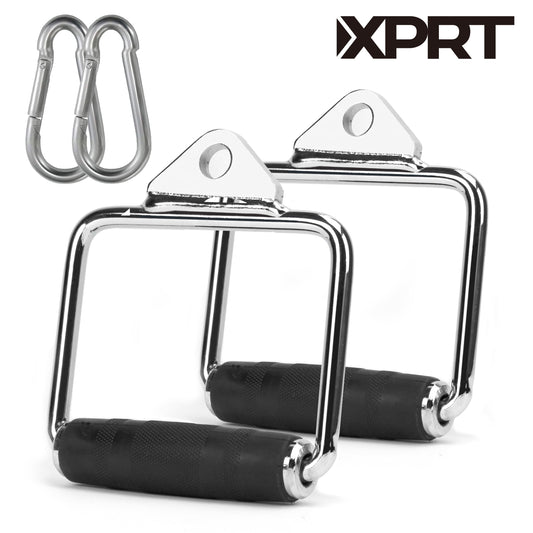Triceps Pull down Cable Exercise Attachment Weight Machine Accessories Press down Bar, D Handle Set of 2