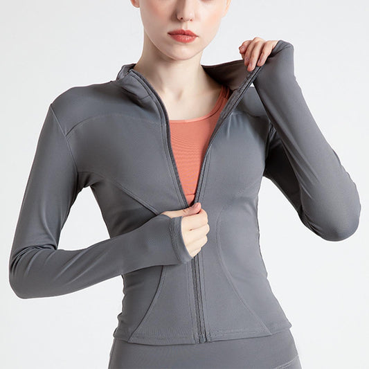 Gym Jacket for Women,High Elastic Quick-Drying Breathable Sports Jacket Casual Stand Collar Slim Yoga Top